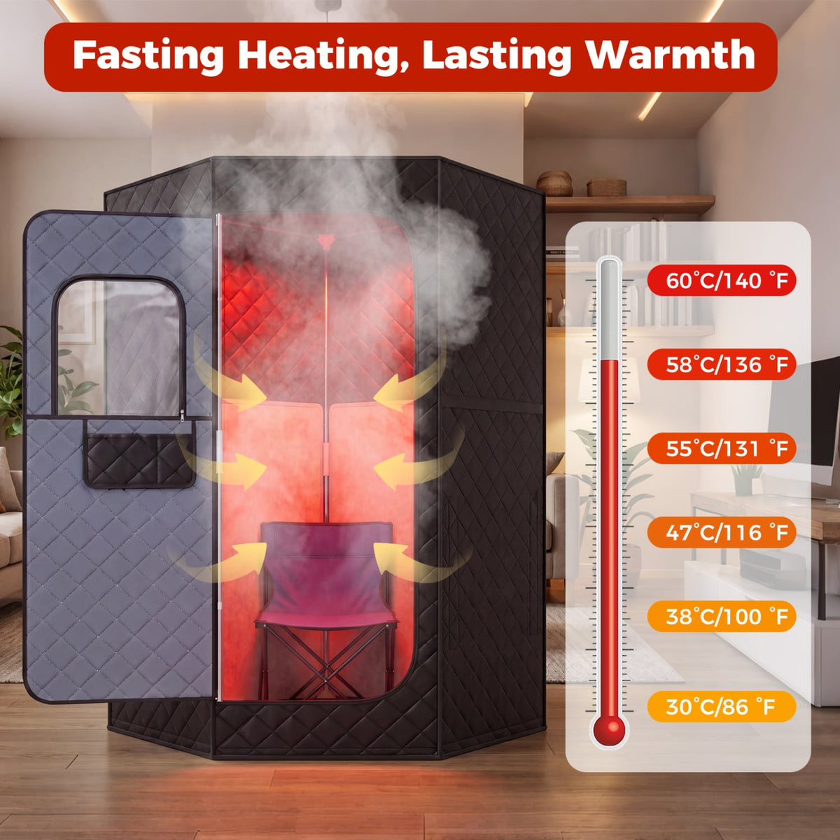 Portable Far Infrared Sauna Box for Home Full Body Sauna Tent-Black view 4