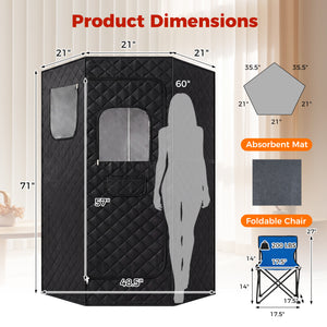 Portable Far Infrared Sauna Box for Home Full Body Sauna Tent-Black view 3