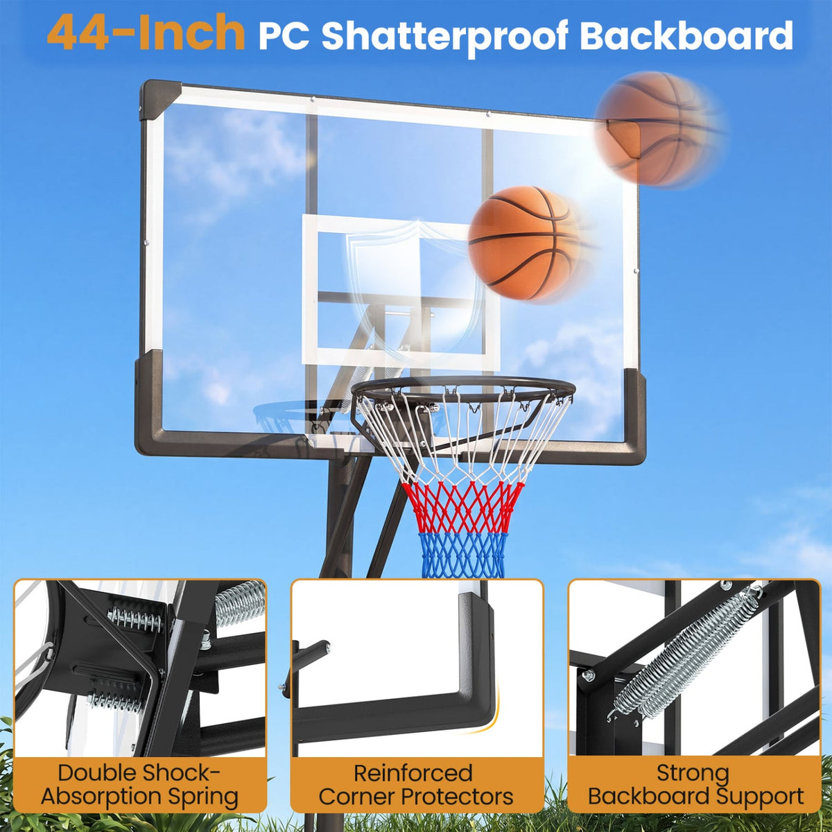 Portable Outdoor Basketball Hoop 8-10 FT Height Adjustable Basketball Goal System view 8