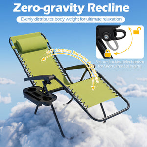 Portable Zero Gravity Chairs with Cup Holder Trays and Backrest-Green view 6