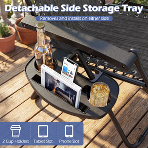 Portable Zero Gravity Chairs with Cup Holder Trays and Backrest Set of 2-Gray view 8