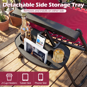 Portable Zero Gravity Chairs with Cup Holder Trays and Backrest Set of 2-Red view 7