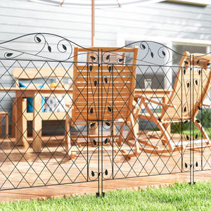 Outdoor Metal Garden Fence Panels, Border Edging for Yard, Patio, 4 Pack, Wavey Vines