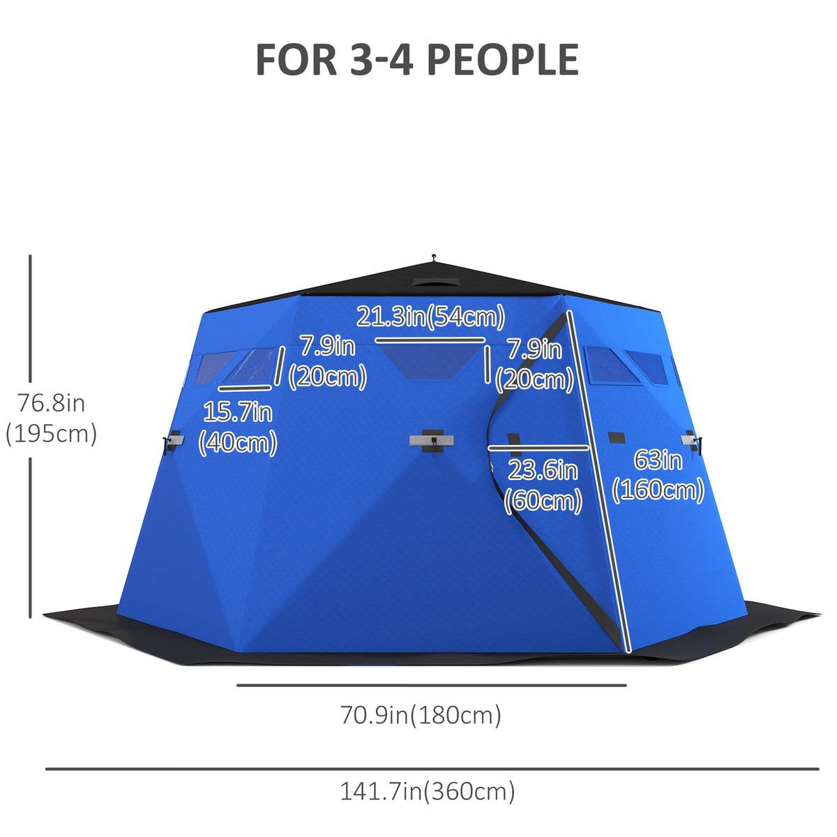 4 Person Insulated Ice Fishing Shelter, Pop-Up Portable Ice Fishing Tent with Carry Bag and Two Doors for – view 9