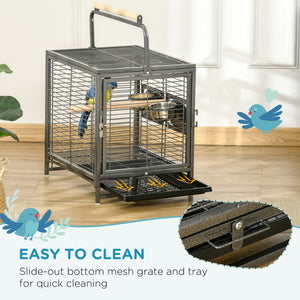 Bird Travel Carrier Cage, Portable Metal Bird Cage for Parrots Conures Cockatiel Parakeets with Stand – view 10