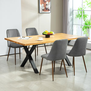 Upholstered Dining Chairs Set of 4, Velvet Accent Chair with Back and Wood-grain Steel Leg for Kitchen – view 25