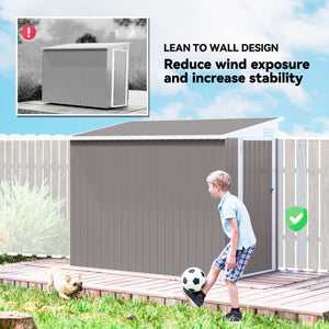 4' x 8' Outdoor Storage Shed Lean to Shed Outdoor Metal Tool Shed with Lockable Door and Air Vents – view 5