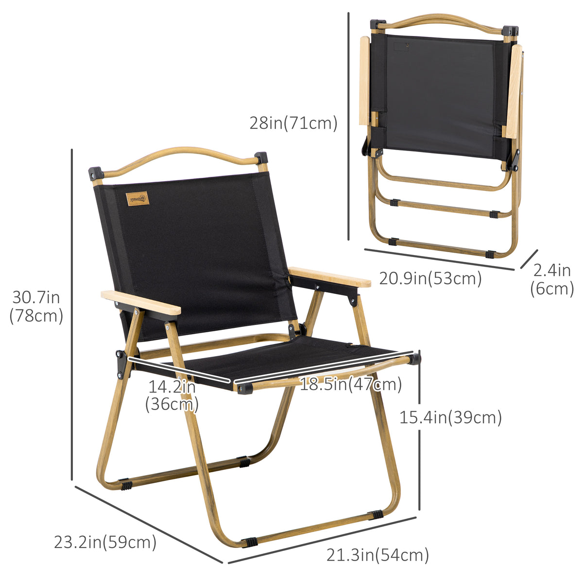Camping Chair, Lightweight Folding Chair, Portable Armchair, Excellent for Festivals, Fishing, Khaki – view 16