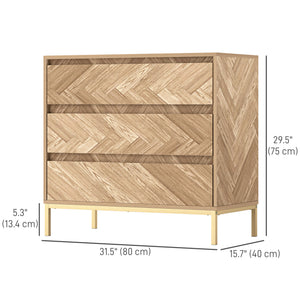 Bedroom Chest of Drawers with Anti-tipping Design, Storage Cabinet with 3 Drawers for Living Room, Hallway, Nature Wood