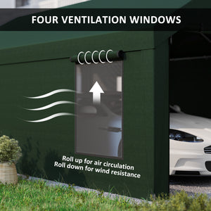 12 x 20ft Carport with 2 Roll-Up Doors, 4 Windows, Portable Garage with Removable Sidewalls for Car, Truck – view 13