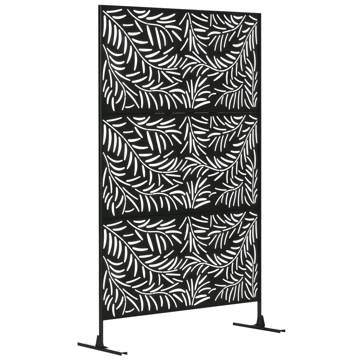 Metal Outdoor Privacy Screen, Decorative Outdoor Divider with Stand and Expansion Screws, Freestanding Privacy Panel for Garden Deck Pool Hot Tub, Willow Branch Style