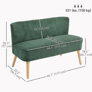 Modern 2 Seater Sofa, Upholstered Two Seater Couch with Rubber Wood Legs, Cream White – view 9