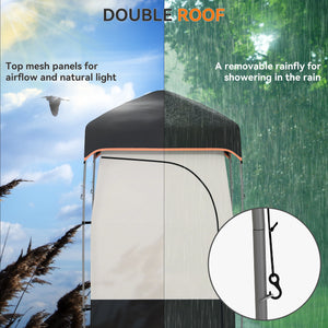 Camping Shower Tent, Portable Privacy Shelter with Solar Shower Bag, Removable Floor and Carrying Bag, Black – view 4