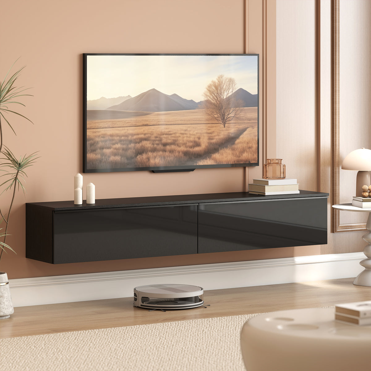 Wall Mounted TV Stand, Floating TV Cabinet with Storage, for TVs up to 70", High Gloss Effect – view 28