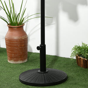 25 lbs Market Umbrella Base Holder 17.5" Round Parasol Stand with Rattan Design for Patio, Outdoor, Backyard, Black