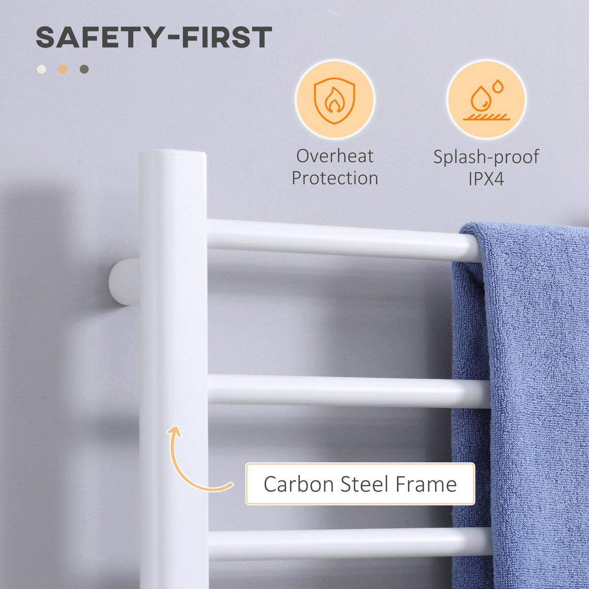 8-Bar Heated Towel Warmer Rack with Built-in Timer and LED Indicators – view 13