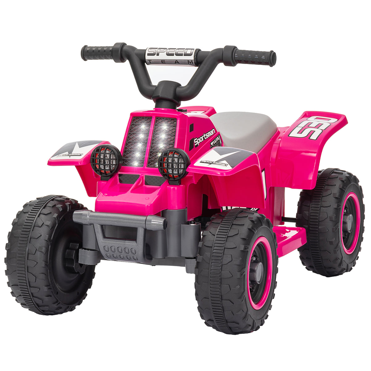 Qaba 6V Kids ATV Quad, 4 Wheeler Battery Powered Electric Ride on Car w/ Lights, Forward Backward