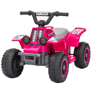 Qaba 6V Kids ATV Quad, 4 Wheeler Battery Powered Electric Ride on Car w/ Lights, Forward Backward