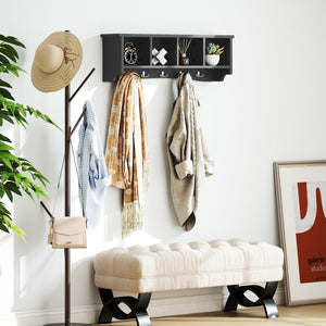 Coat Rack Wall Mount with Shelf, 28" Wall Coat Rack with 5 Hooks and 4 Compartments for Living Room – view 6