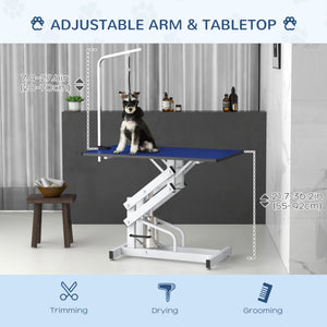 Pet Grooming Table, Height Adjustable Dog Grooming Table with Arm, Noose and Non-Slip Grooming Table, Black