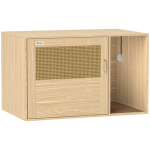 Cat Litter Box Enclosure, Cat Washroom End Side Table with Rattan Door, Scratching Pad, Non-slip Foot Pads
