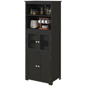 63" Small Buffet with Hutch, 4-Door Kitchen Pantry, Freestanding Storage Cabinet with Adjustable Shelf for – view 8
