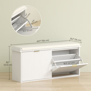 Entryway Bench with Padded Seat and Flip-Drawers, Holds up to 265lbs – view 9