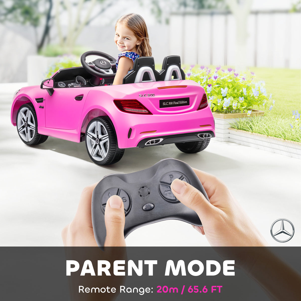 Aosom 12V Ride On Car with Parent Remote Control Two Motors Music Lights Suspension Wheels for 3-6 Years