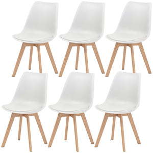 Modern Dining Table Chairs Set of 4, Rubber Wood Kitchen Table Chairs with PU Leather Cushion for Living Room, Bedroom