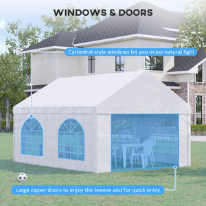 16.5' x 13' Outdoor Tents for Parties, Event Tent with Sides, 4 Windows and 2 Doors, White