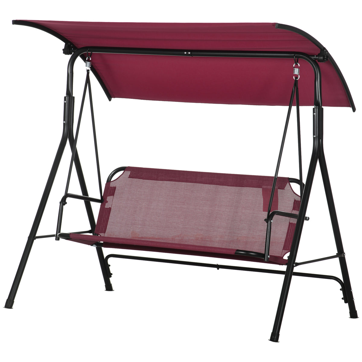 3-Seater Outdoor Porch Swing with Adjustable Canopy, Patio Swing Chair for Garden, Poolside, Backyard, Green and White