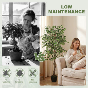 5.3 FT Artificial Tree, Indoor Fake Ficus with Pot, for Home Office Living Room Decor