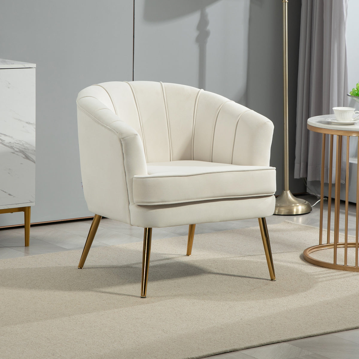 Fabric Armchair, Modern Accent Chair with Gold Metal Legs for Living Room, Bedroom, Home Office, Black – view 14