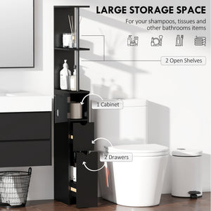 Tall Bathroom Storage Cabinet, Narrow Bathroom Cabinet with Drawers and Open Shelves for Small Spaces – view 12