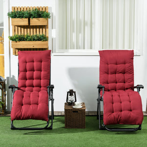 Folding Garden Chairs Set of 2, Reclining Zero Gravity Chair, Sun Lounger with Cushion and Headrest, Wine Red