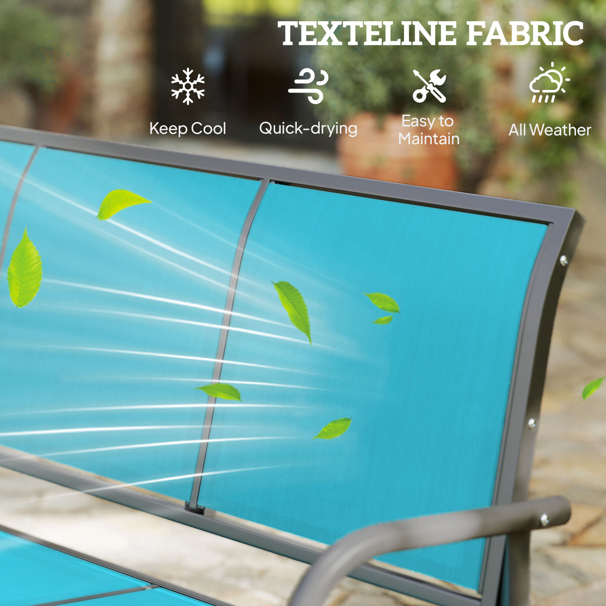 3-Seat Outdoor Glider Chair, Patio Rocking Chair, Steel Frame, Sling Fabric Seat for Garden, Backyard – view 12