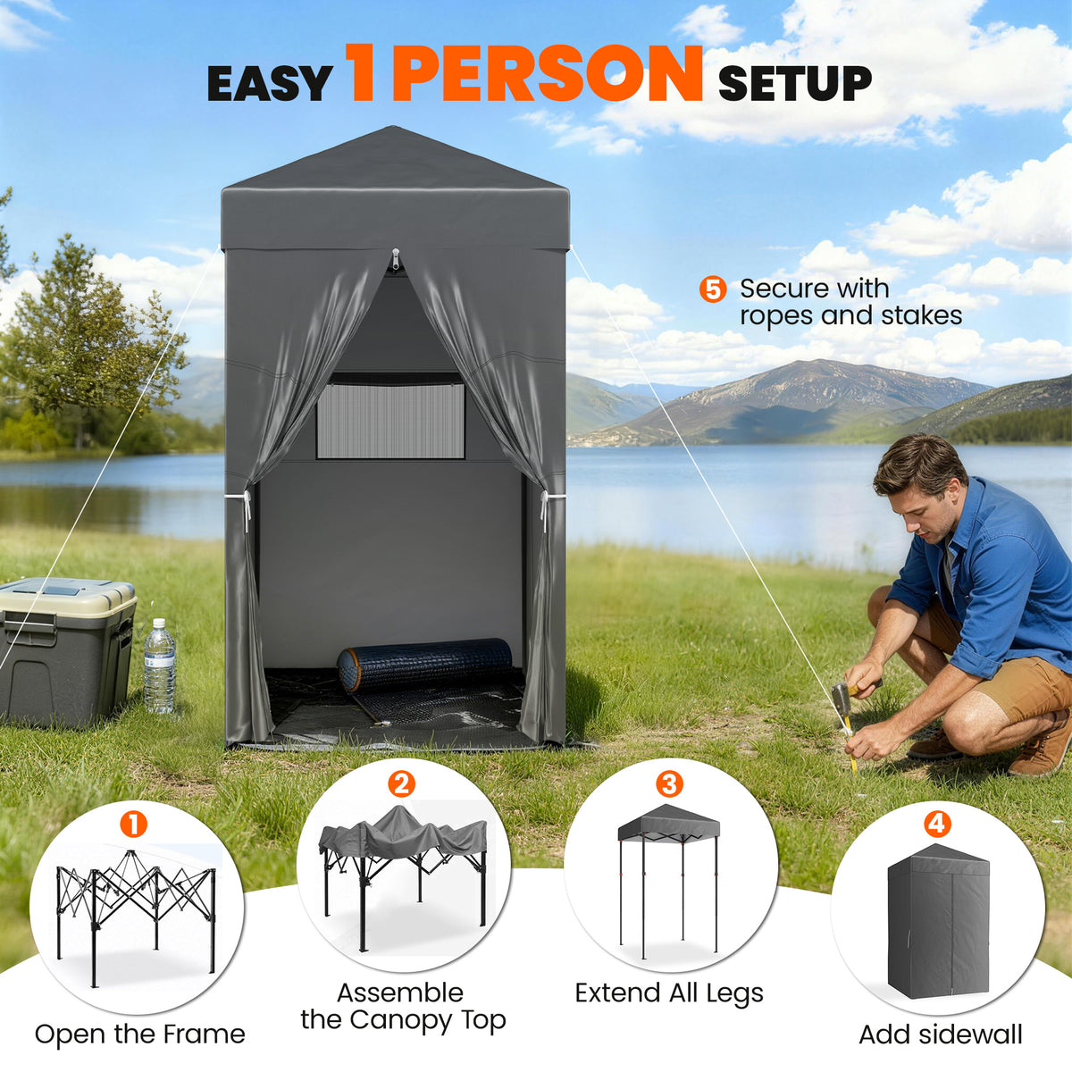 4 x 4 ft Compact Pop Up Canopy Tent, UPF 50+ Changing Room – view 11