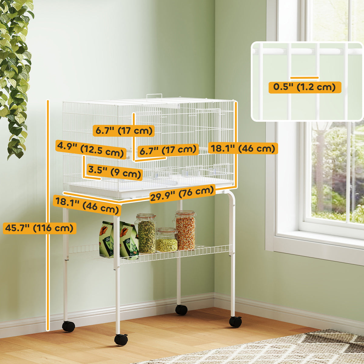 18" H Bird Cage, Large Parakeet Cage for Budgie, Lovebird, Canary, Finches with Divider, Black – view 16