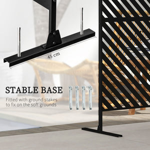 6.5FT Decorative Outdoor Divider, Metal Privacy Screen with Stand, Triangle Style, Black – view 4