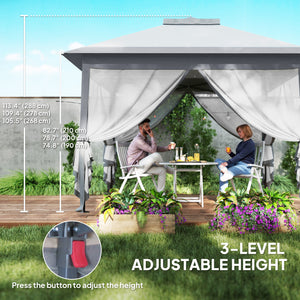 11' x 11' Pop Up Gazebo, Double Roof Foldable Height Adjustable Canopy Tent with Mesh Sidewalls – view 19