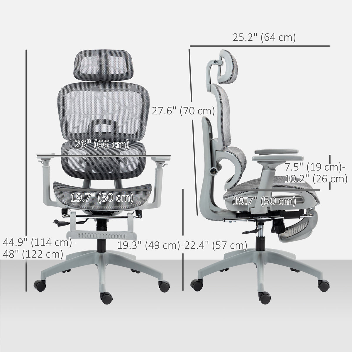 Mesh Office Chair with 3D Armrest, High Back Desk Chair with Lumbar Support, 135° Reclining – view 9