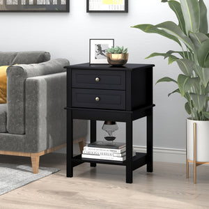 Modern Sofa Side Table, Accent End Table with Drawers and Storage Shelf – view 3