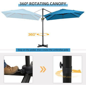 8' x 8' Square Patio Hanging Offset Umbrella with 360° Rotation – view 27
