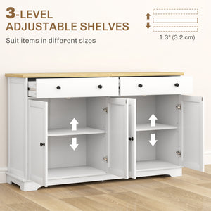 Modern Sideboard, Buffet Cabinet with Storage Drawers, Adjustable Shelves for Living Room, Dining Room, Entryway, White