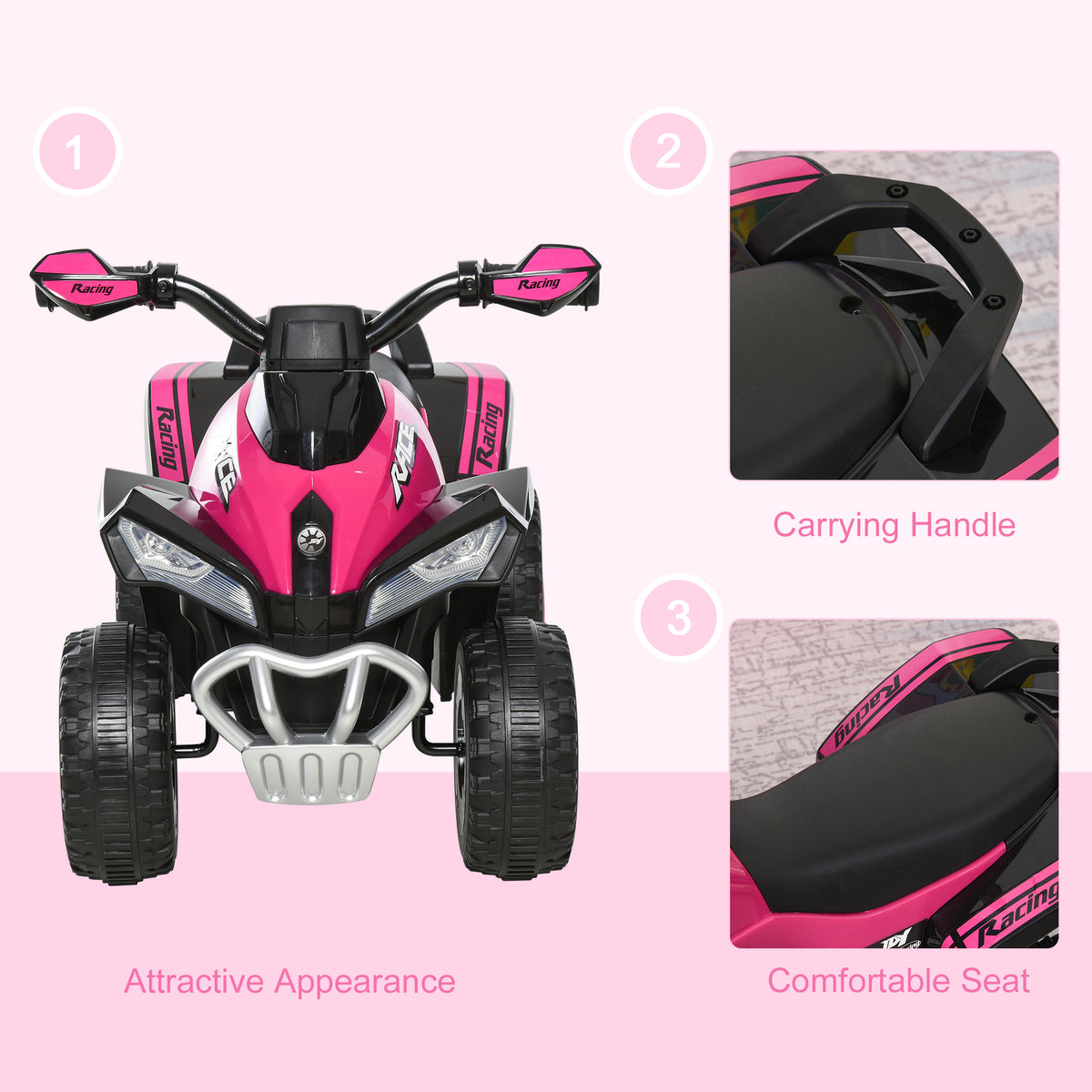 Aosom No Power Baby Ride on Toy for Toddler, Kids Ride on Car Foot to Floor Sliding 4 Wheels  with Music, Lightening, for 18-36 Months