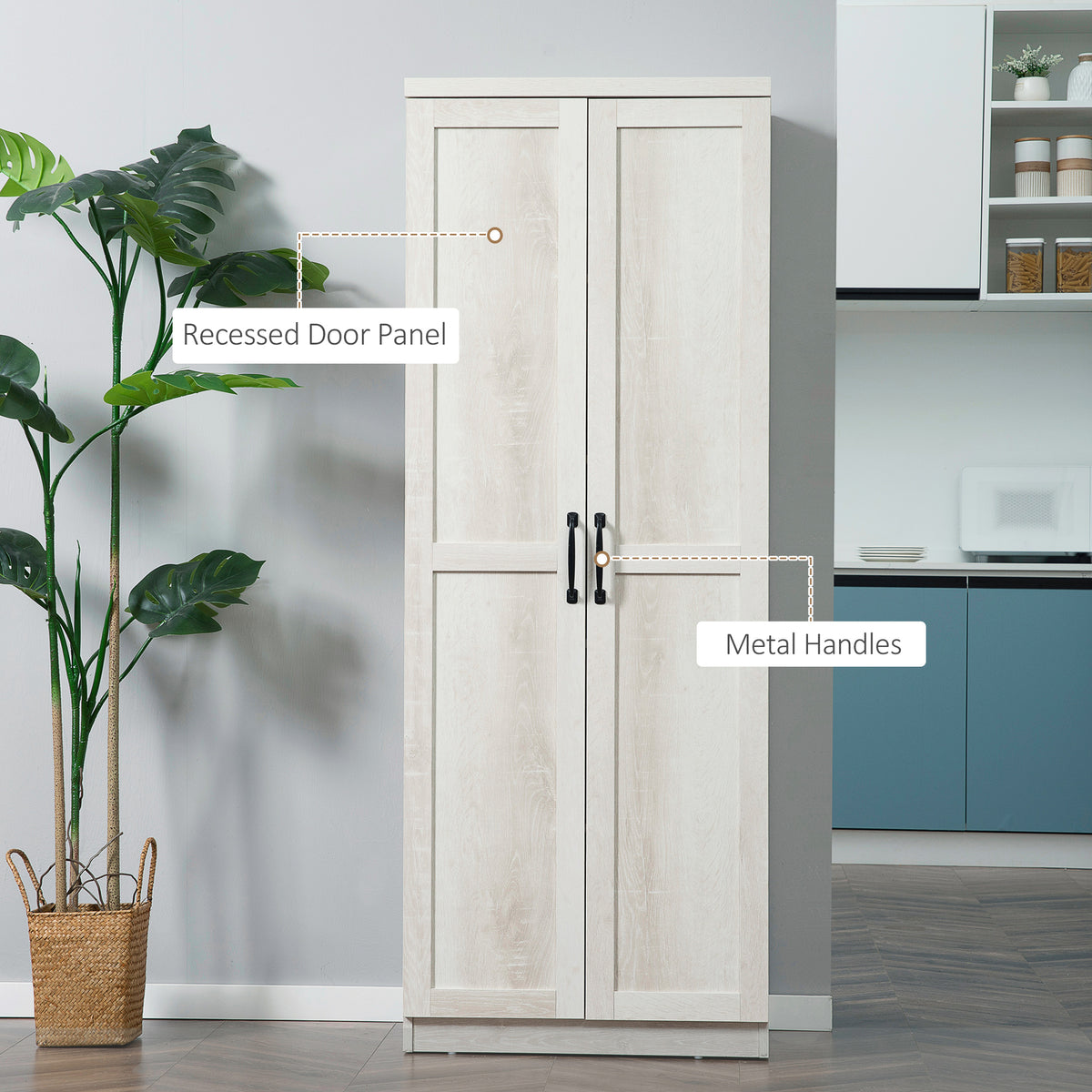 63" Kitchen Storage Cabinet, 5-tier Pantry Cabinet with Doors and Adjustable Shelves for Dining Room, Black – view 27