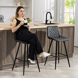 PU Leather Counter Height Bar Chairs Set of 2, 27.75" Bar Stools with Metal Legs for Dining Area – view 6