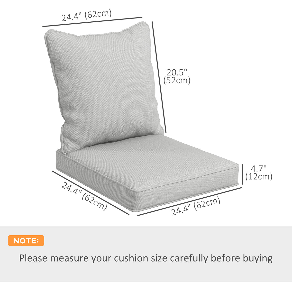 Seat Cushion Back Pillows Replacement Set of 2, Patio Chair Cushions Set for Indoor Outdoor, Blue – view 30