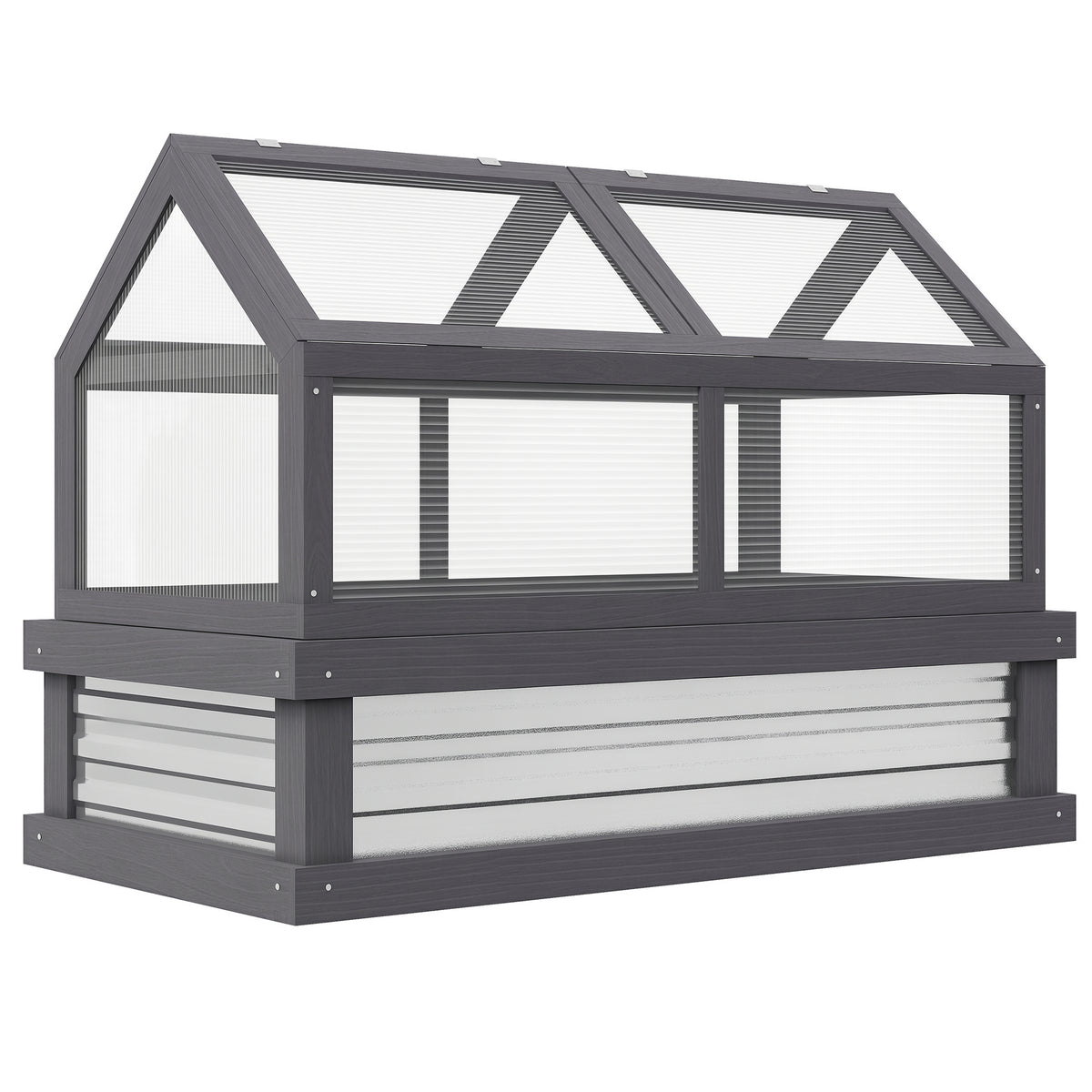 Raised Garden Flower Bed Kit with Greenhouse, Wooden Cold Frame Planter with Open Roofs, 48" x 24" x 32" – view 8