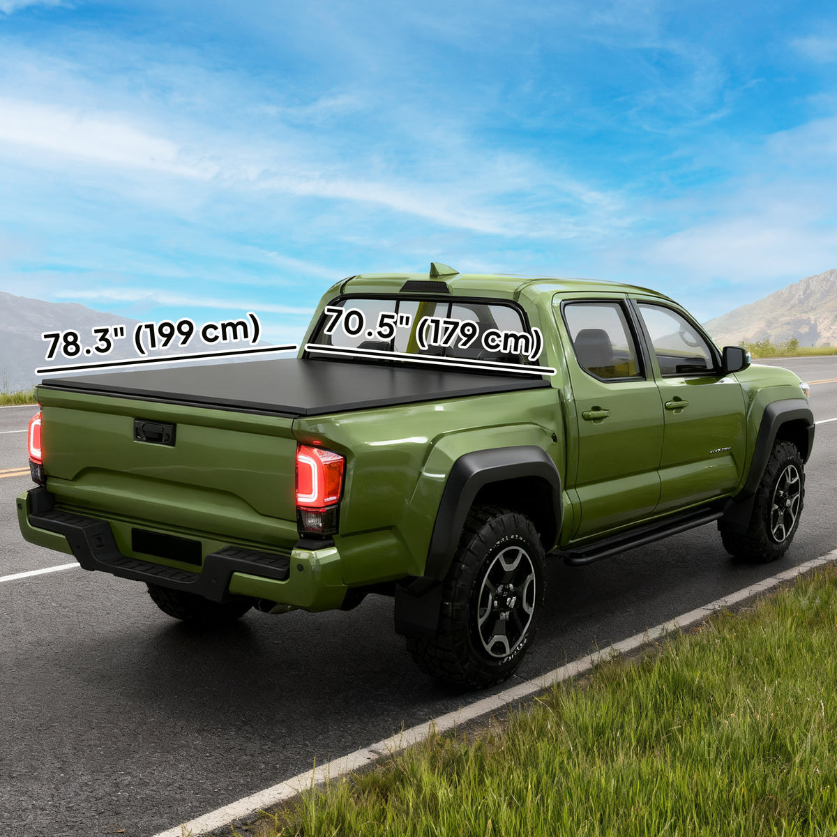 6.5'' Soft Tri-Fold Truck Bed Tonneau Cover for 6.4 ft Bed, Truck Bed Cover with Seal Strip, Black – view 2